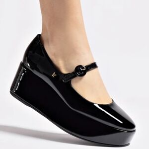 NEW Larroude Blair Flatform Black Patent Leather Mary Jane Women's Size 7.5